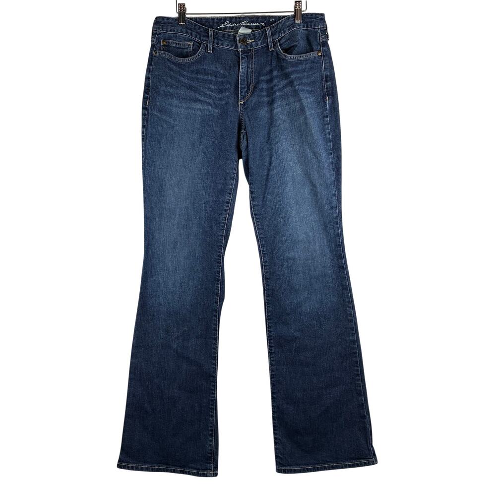 Eddie Bauer Curvy Bootcut Jeans Women's Size 10 Dark Wash Denim Fading Western